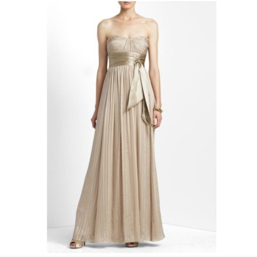 BCBGmaxazria Alicia pleated silk  gown